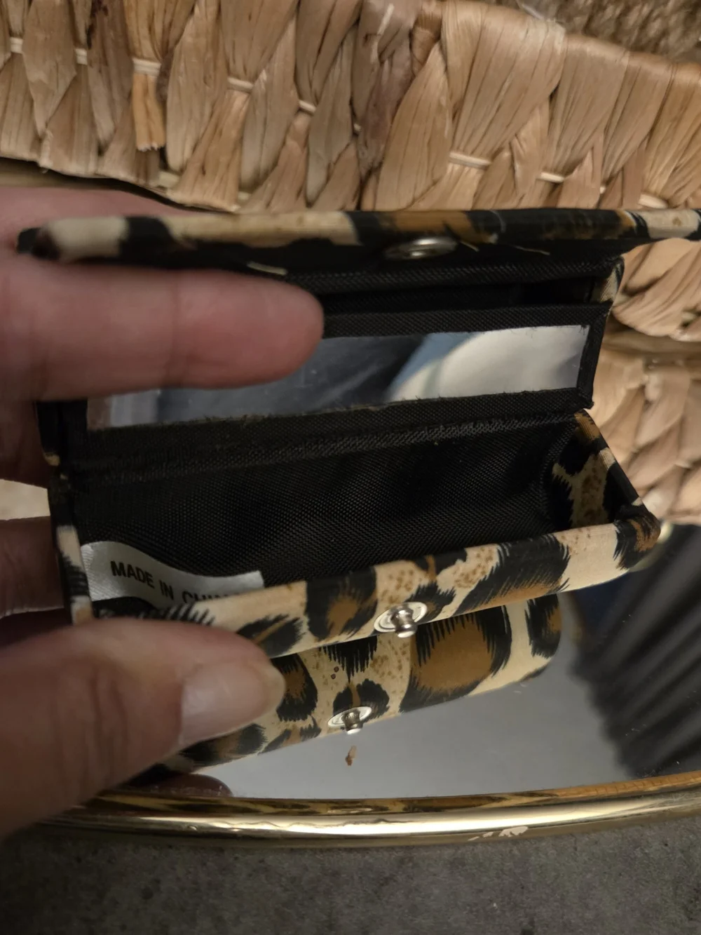 Leopard Print Double Lipstick Holder Travel Case Snap Closure